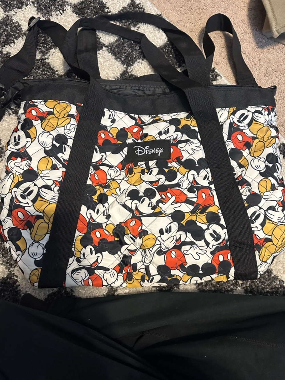 Disney Mickey Mouse Patterned Tote Bag - Black, Red, Yellow